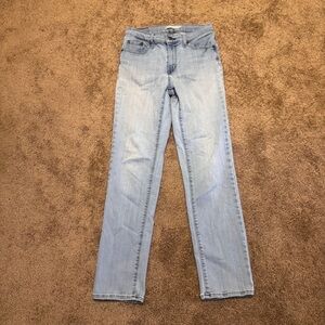 Levis 724 Jeans Womens 29 Blue Denim High Rise Straight Stretch Logo